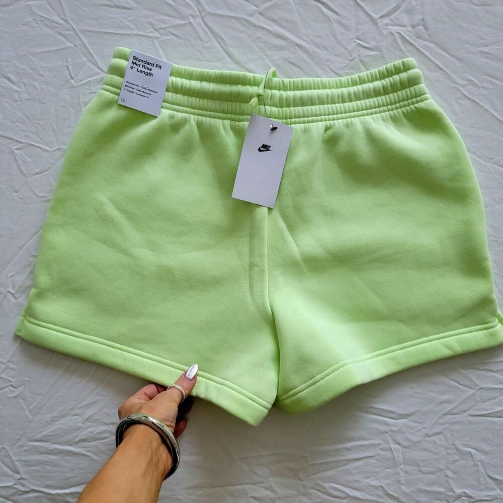 NWT NIKE WOMEN'S SWEAT SHORTS IN NEON GREEN - Picture 2 of 8